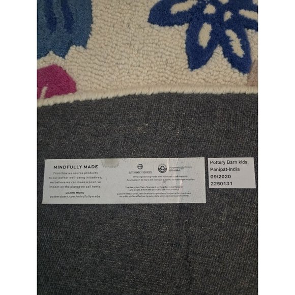 Pottery Barn Kids 100% Wool NAOMI FLORAL ROUND RUG 5 FT Round FAIR TRADE- READ - Picture 15 of 16
